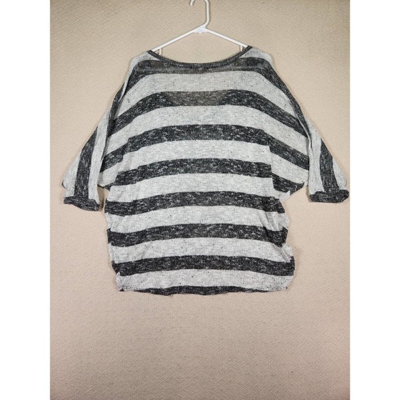 Soprano Shirt Womens Large L Knit Made In USA Striped Dolman‎ Sleeve 3/4 V Neck - Picture 9 of 12